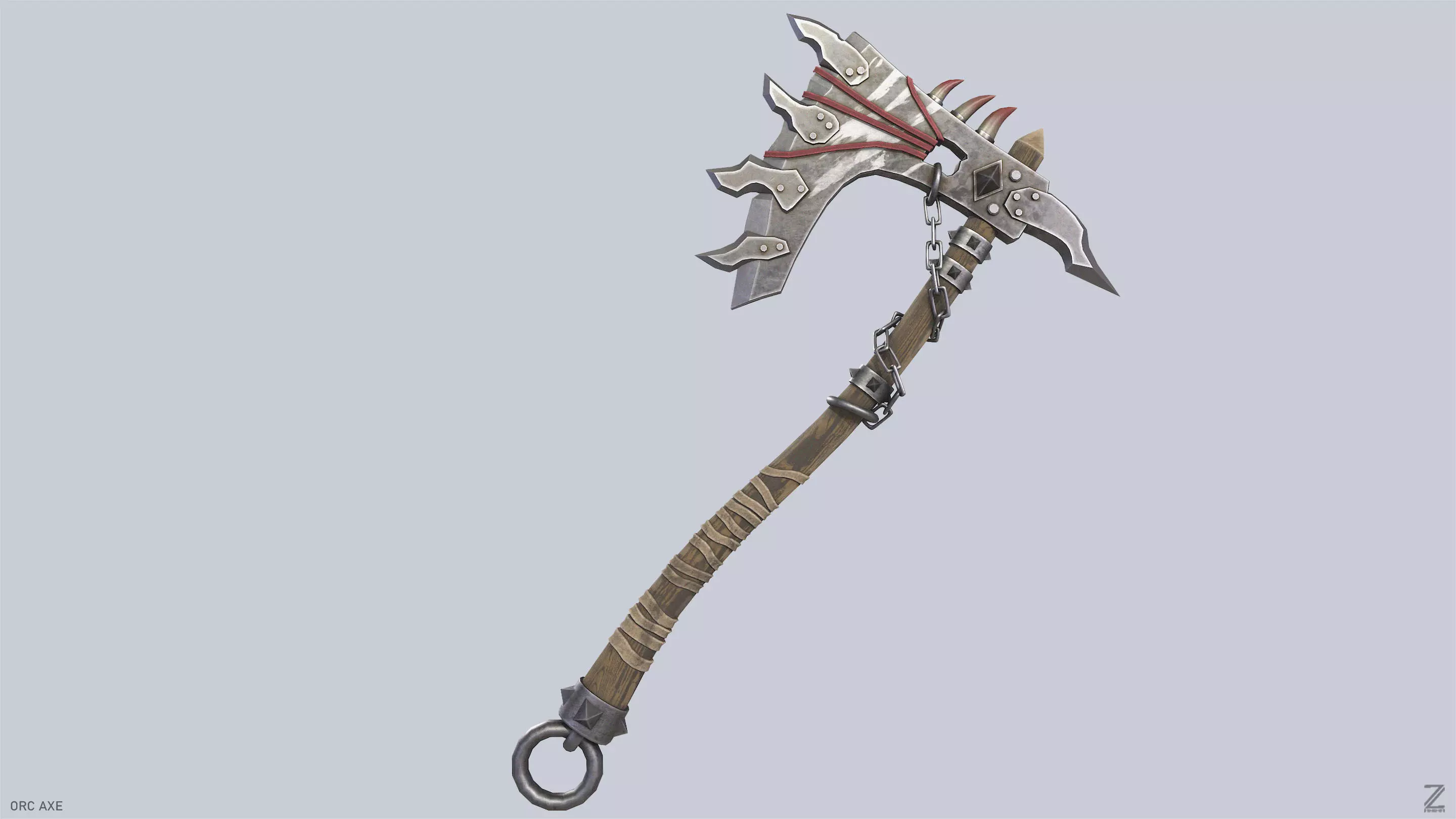 Orc axe Low-poly 3D model_5