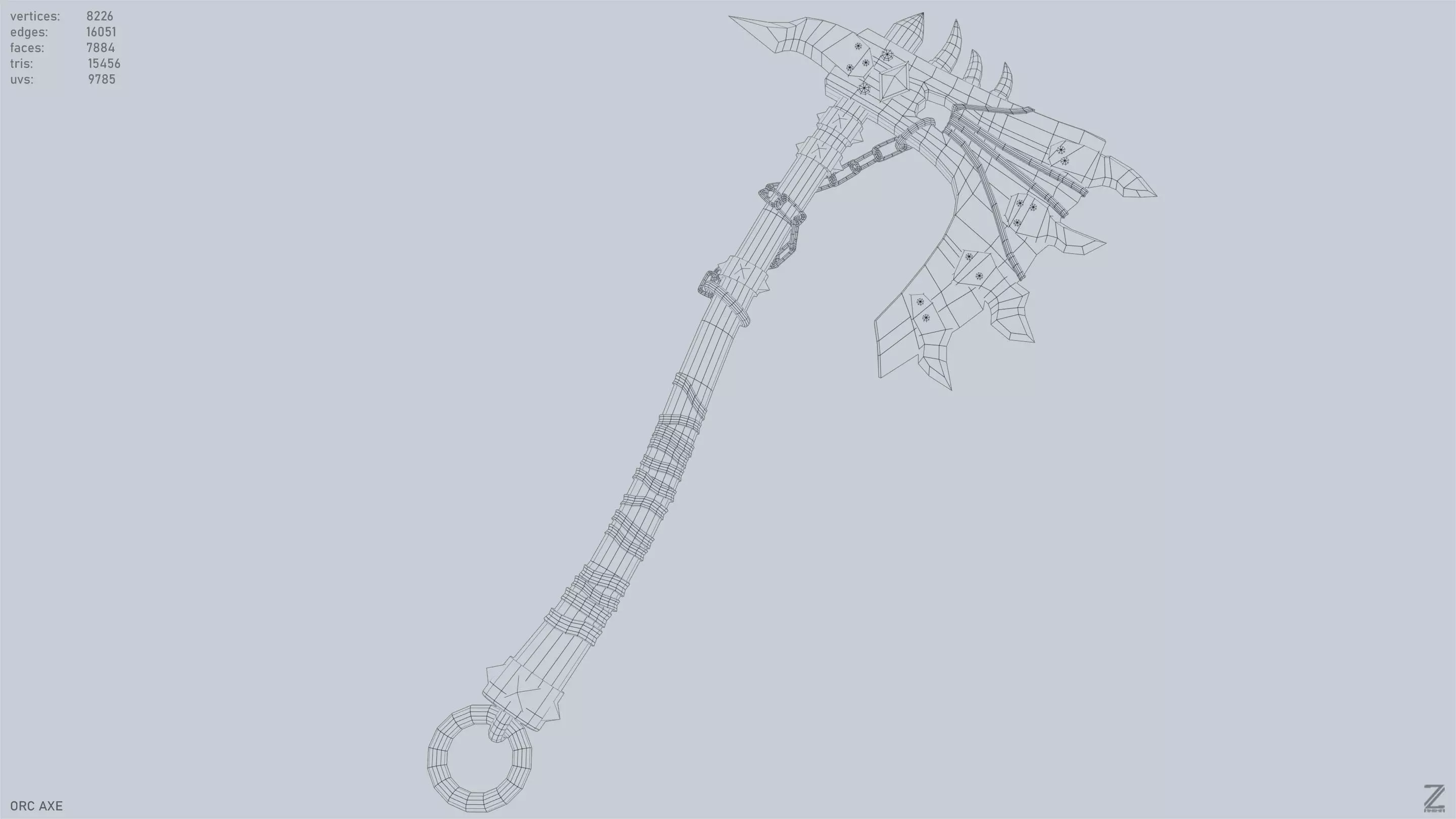 Orc axe Low-poly 3D model_11