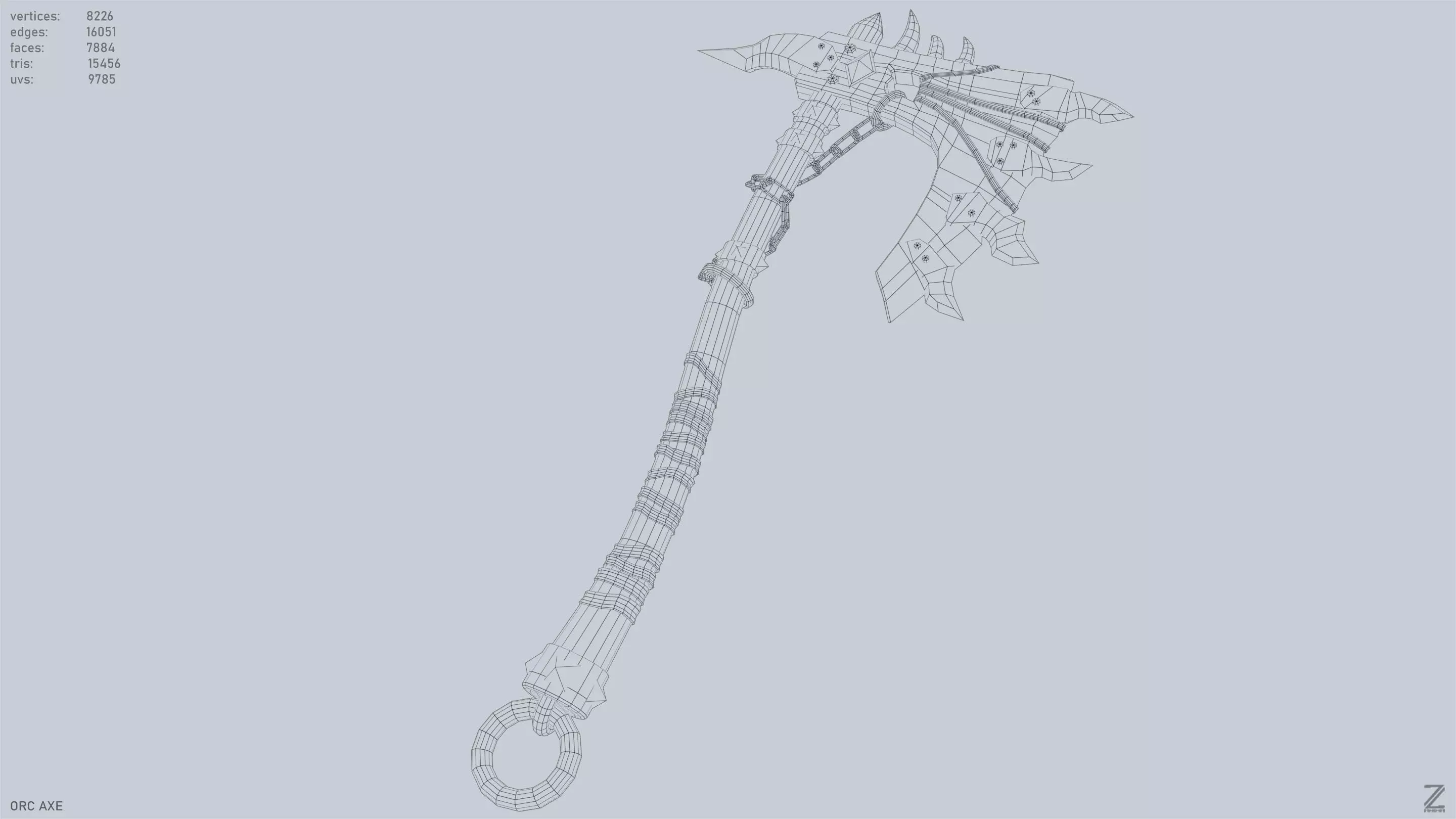 Orc axe Low-poly 3D model_13