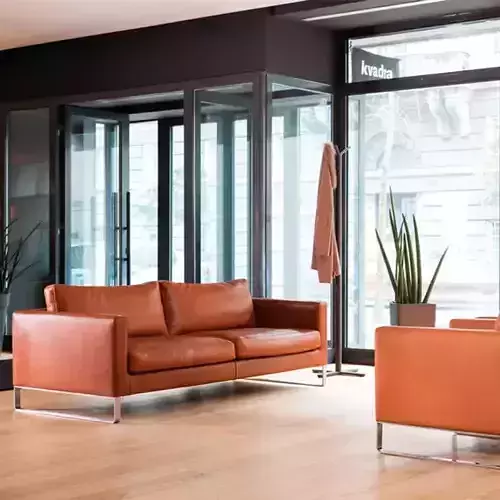 Modern Brown Leather Sofa 