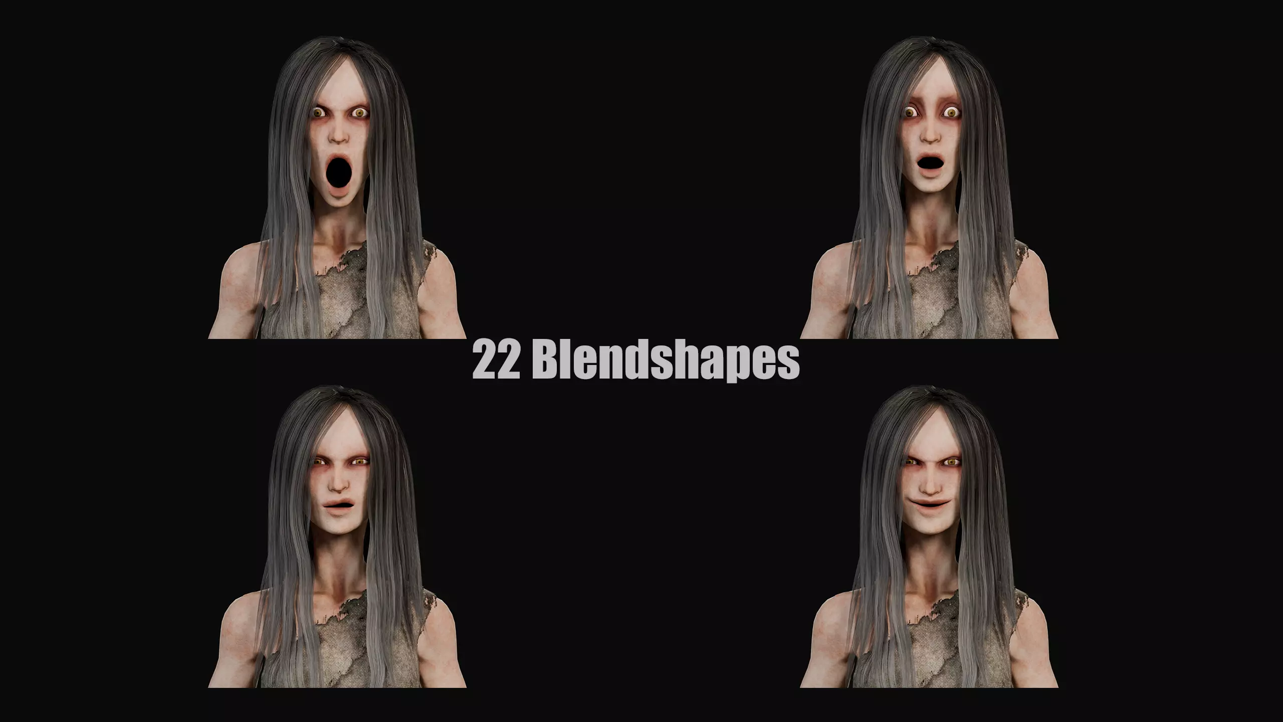 Creepy Flying Girl Low-poly 3D model_9