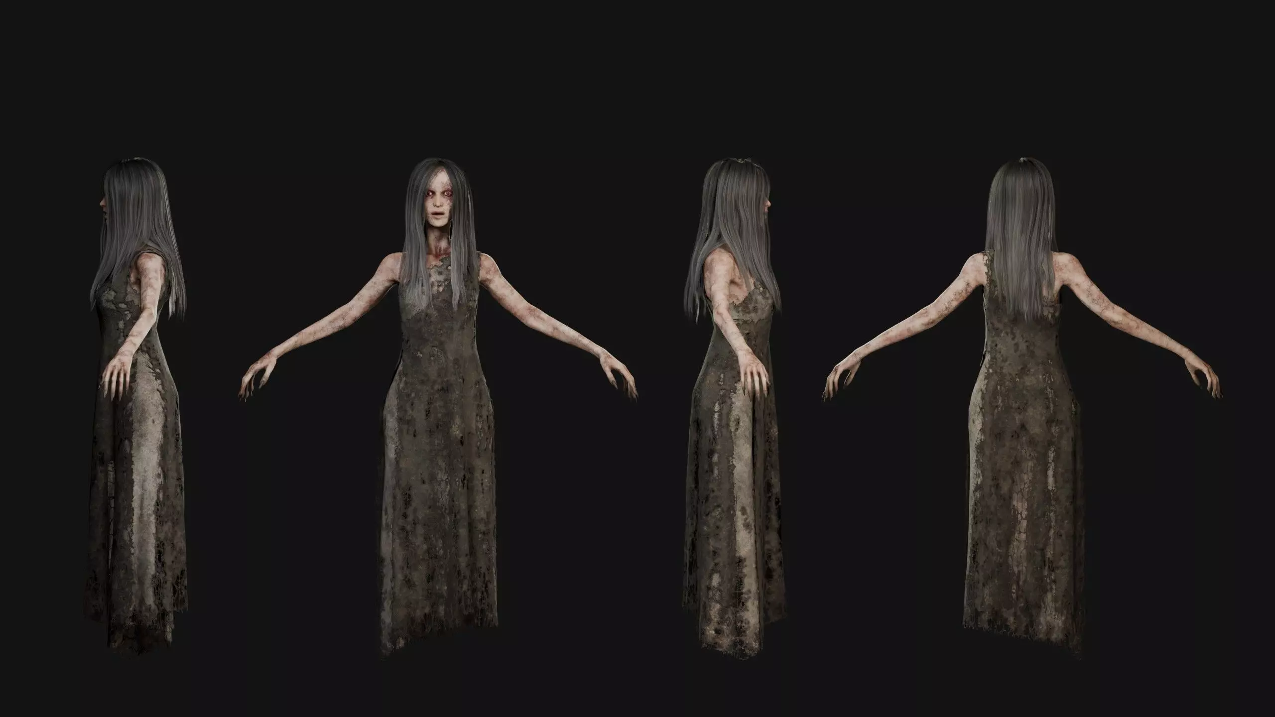 Creepy Flying Girl Low-poly 3D model_4