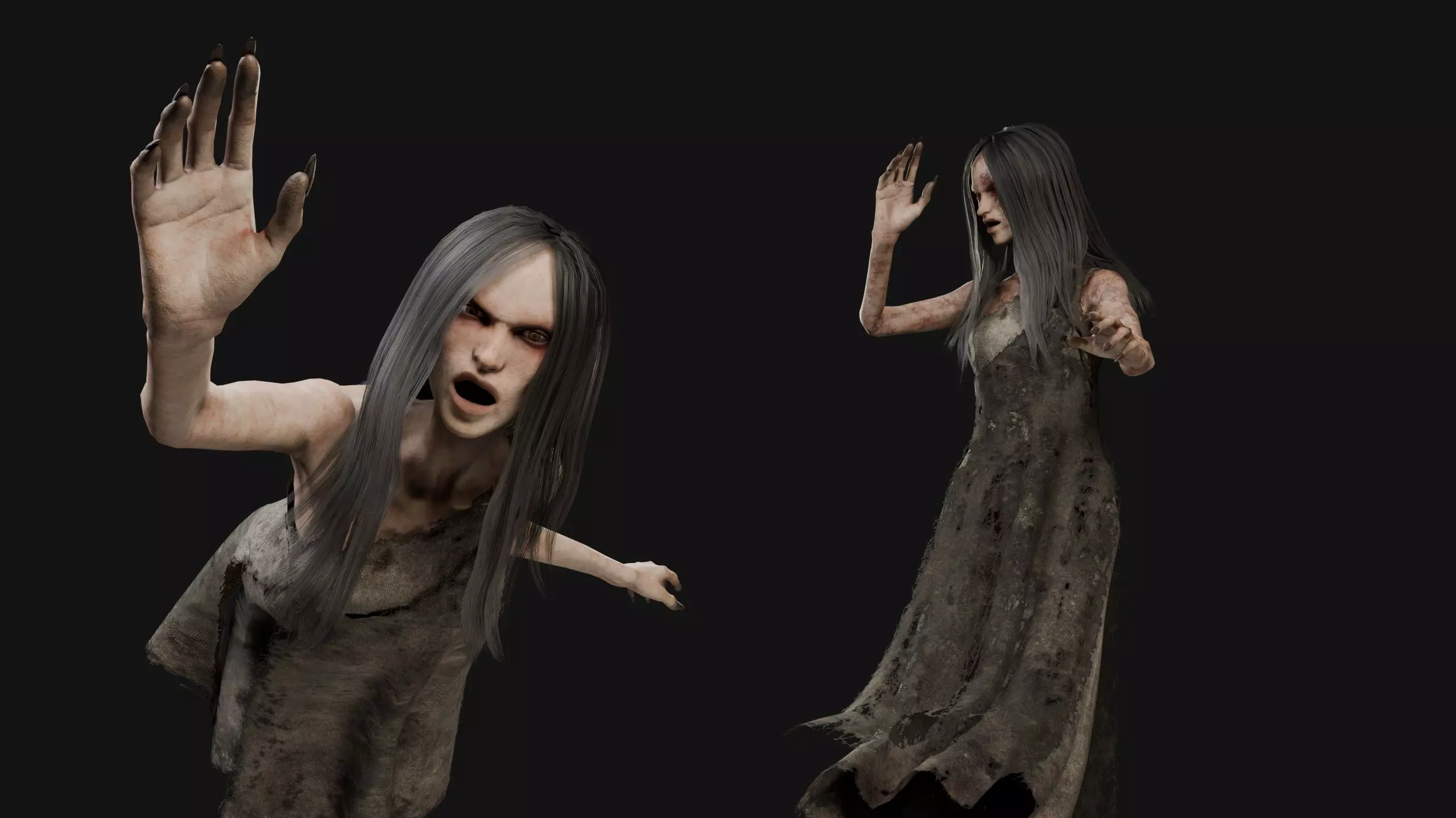 Creepy Flying Girl Low-poly 3D model_3