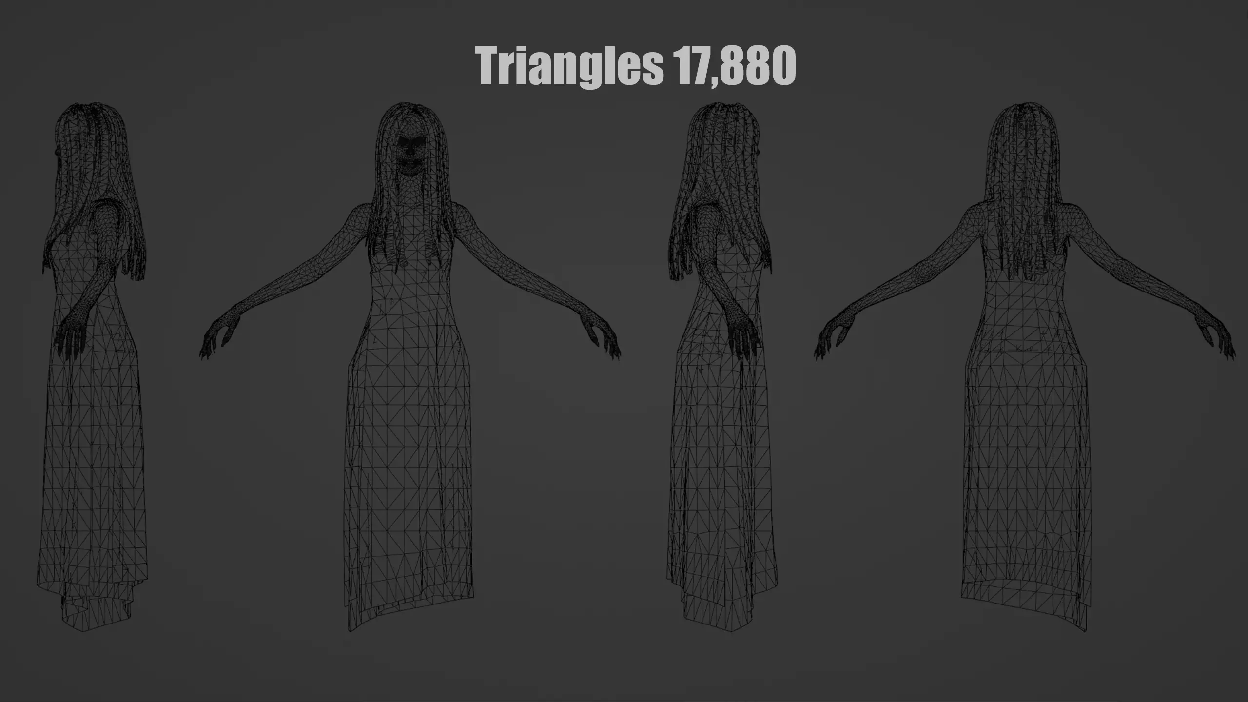 Creepy Flying Girl Low-poly 3D model_10