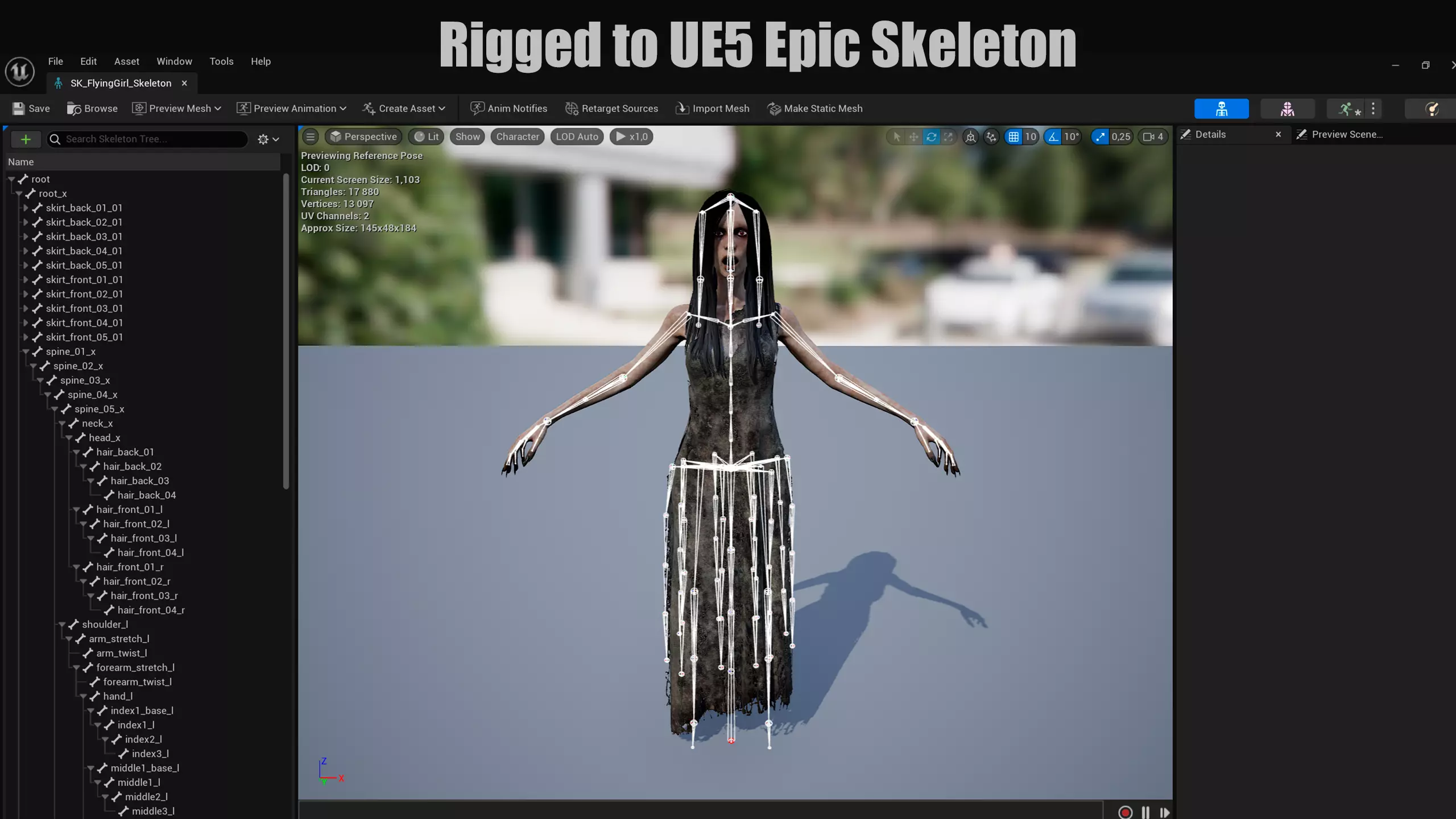 Creepy Flying Girl Low-poly 3D model_11