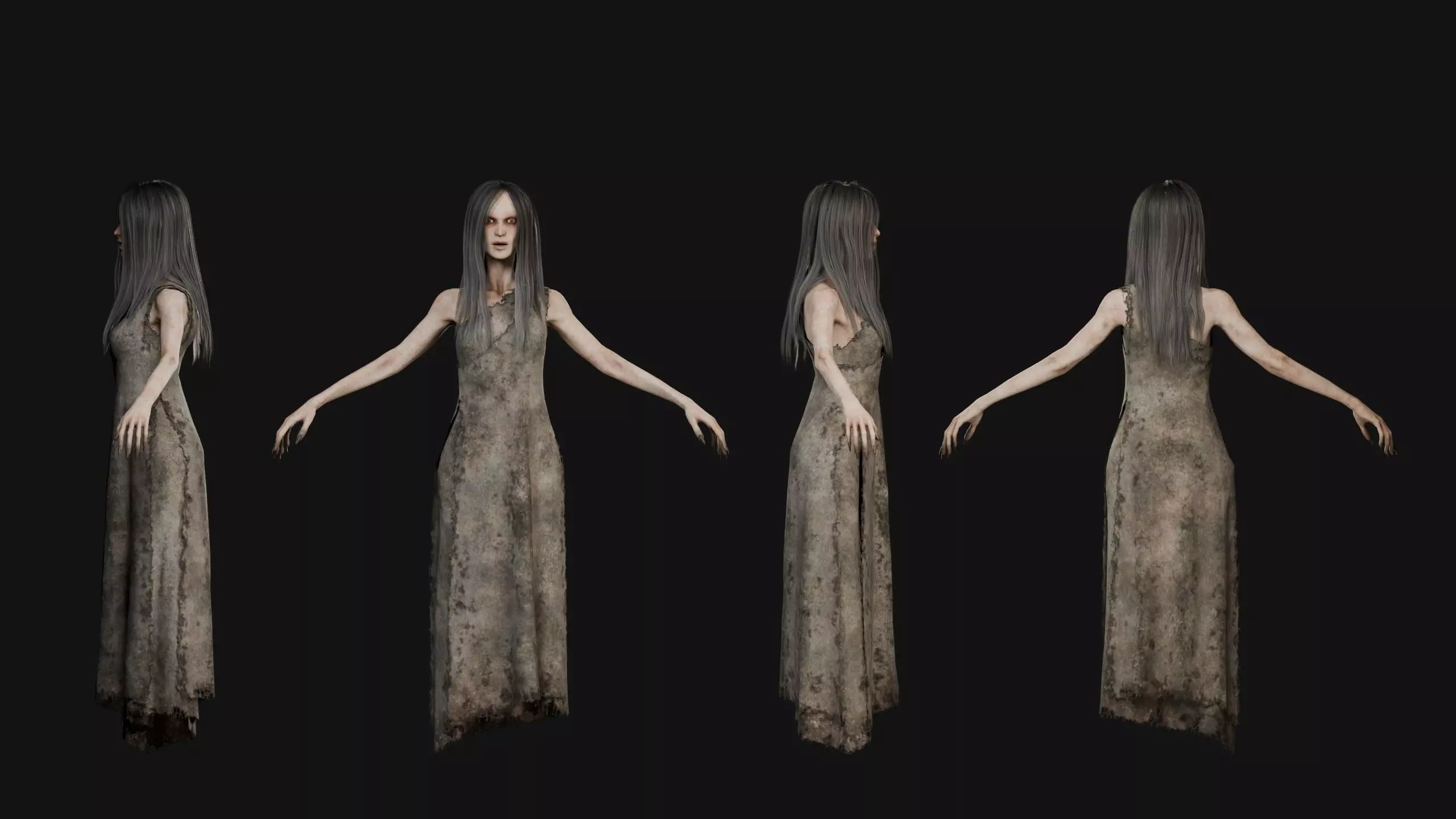 Creepy Flying Girl Low-poly 3D model_5