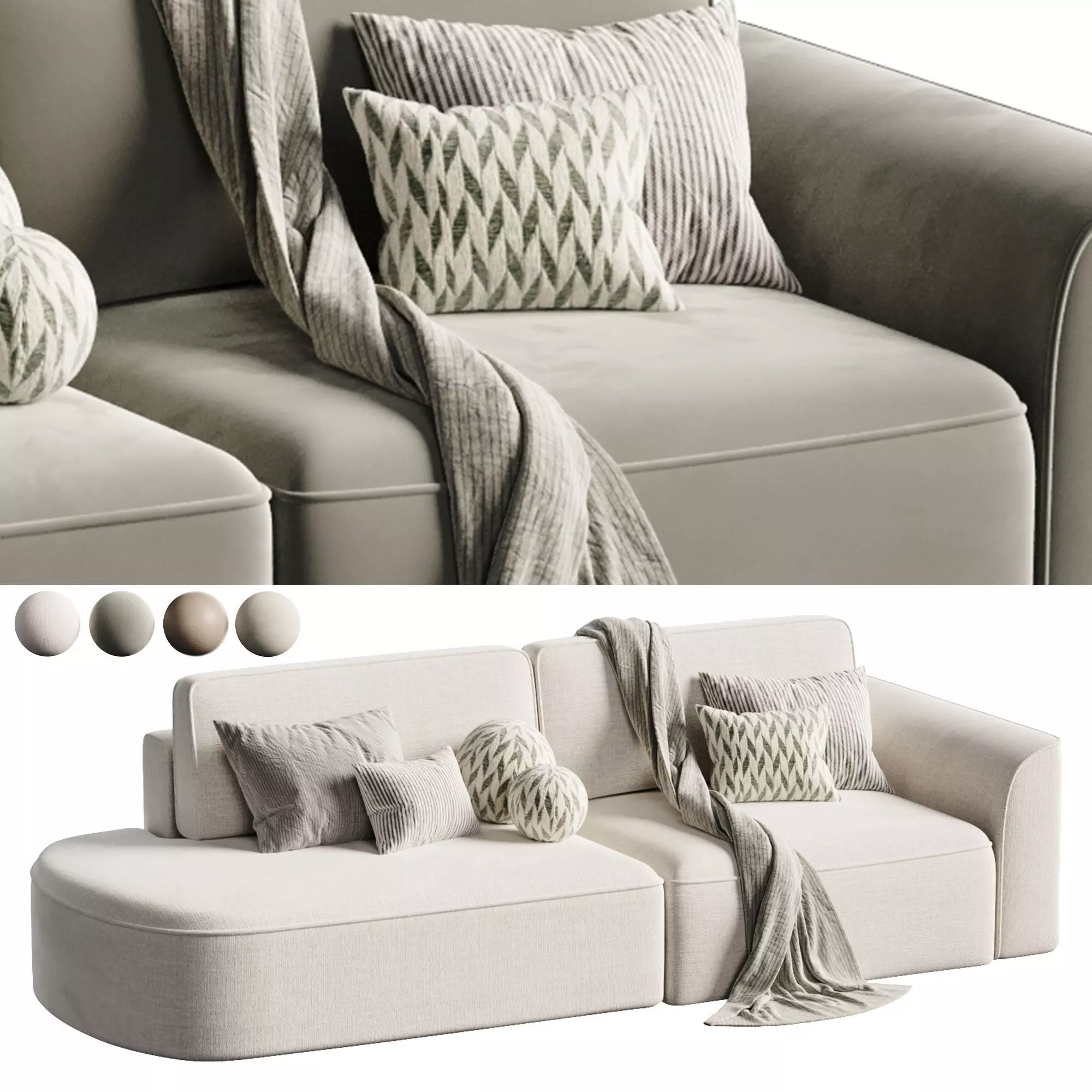 Space M modular sofa 3D model_0