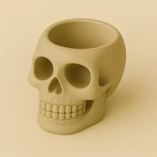 Skull Pen Holder STL Realistic Desk Organizer Model 3D print model