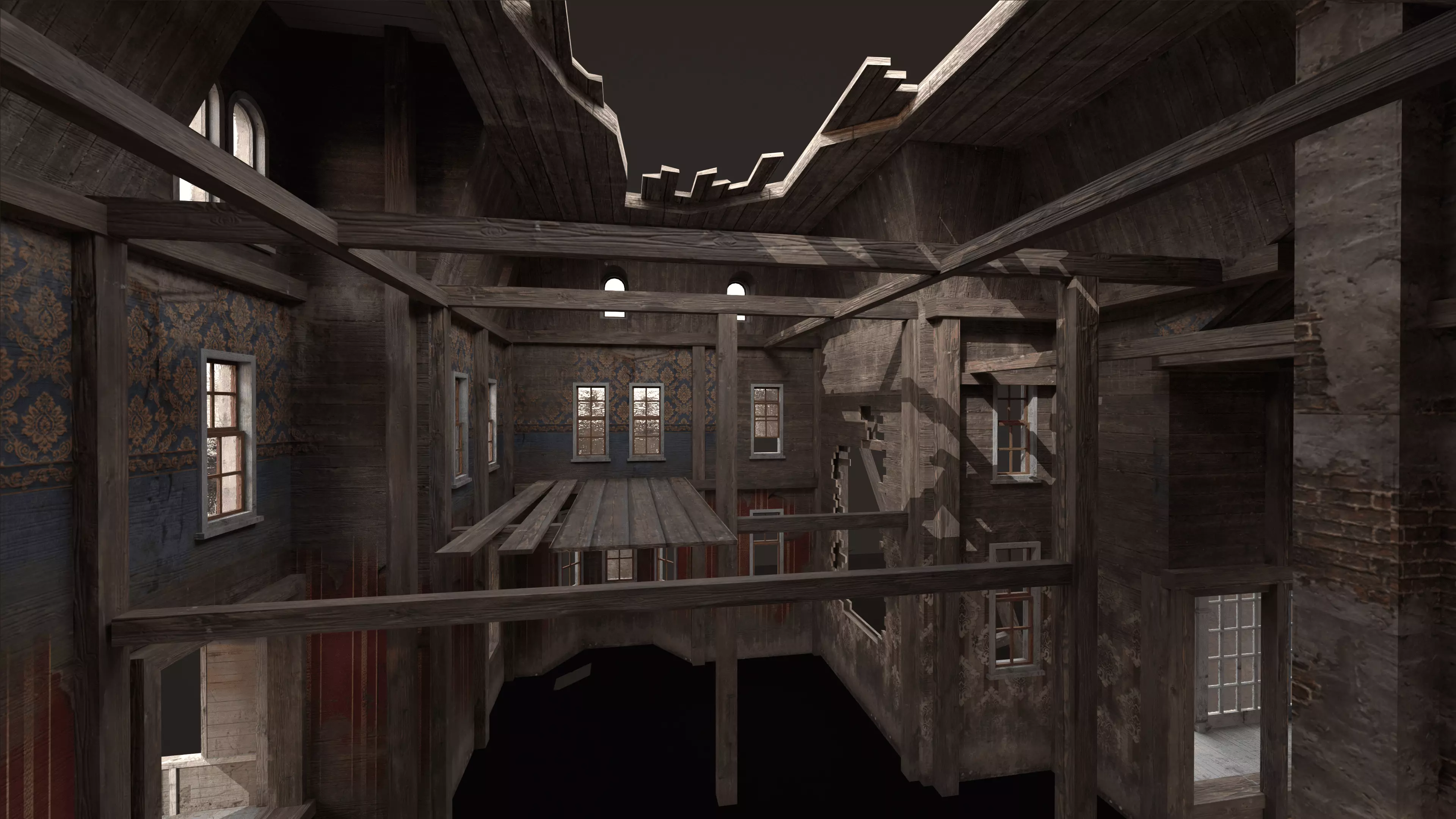 Old Abandoned House Victorian Low-poly 3D model_18