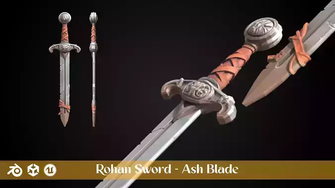Stylized Rohan Sword - Ash Blade - Game Ready