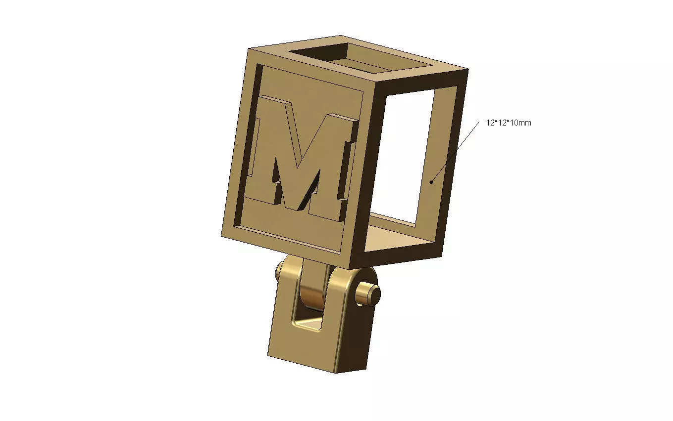 M letter varsity font 12x10x10mm enamel bail link 3D print model