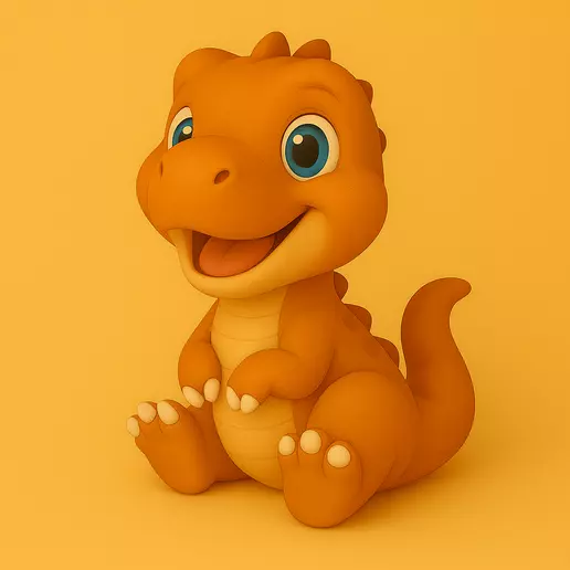 Cute Baby Dinosaur STL  Cartoon Figurine with Base 3D print model_0