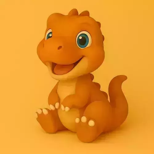 Cute Baby Dinosaur STL  Cartoon Figurine with Base 3D print model