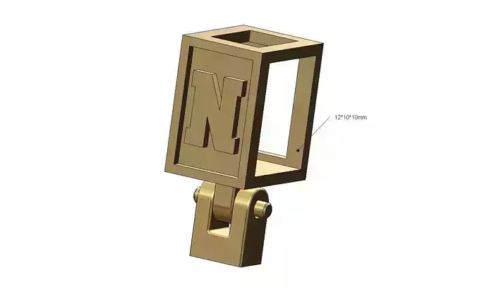 N letter varsity font 12x10x10mm enamel bail link 3D print model