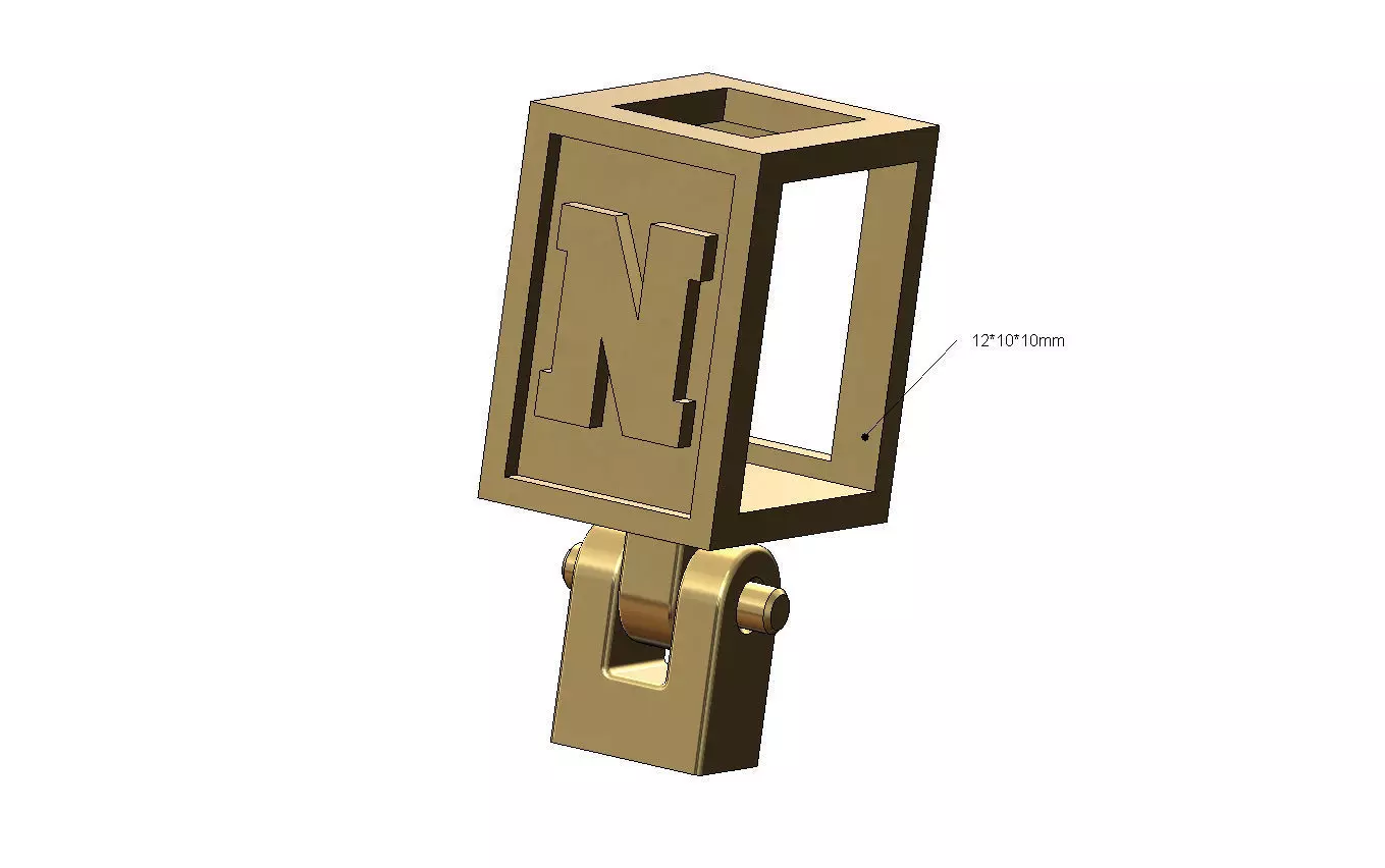 N letter varsity font 12x10x10mm enamel bail link 3D print model