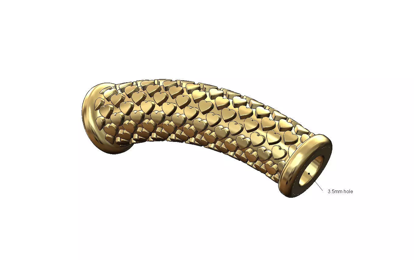 Hearts bracelet tube bead and charm 3D print model