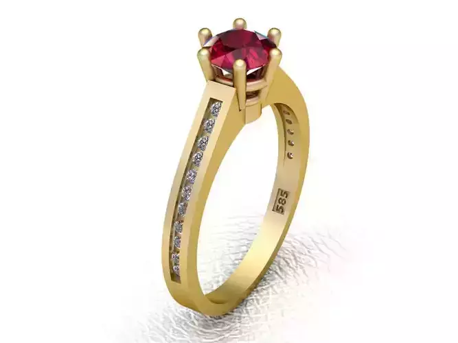 ruby engagement ring 3D printable model 3D print model