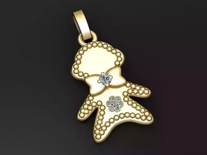 girl charm pendant  3D printable model 