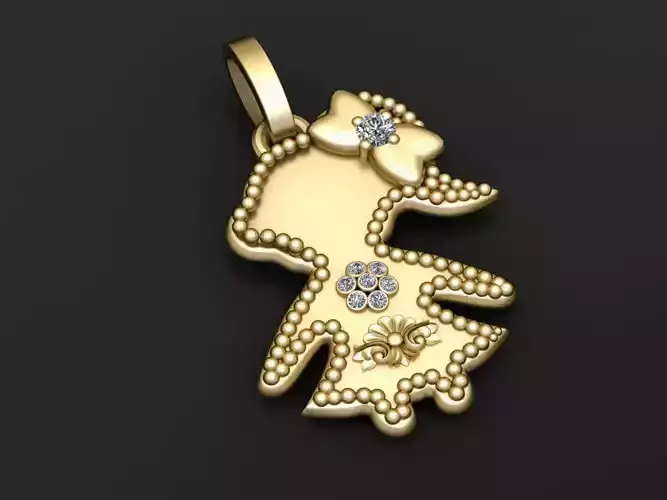 twin girl pendant  3D printable model 