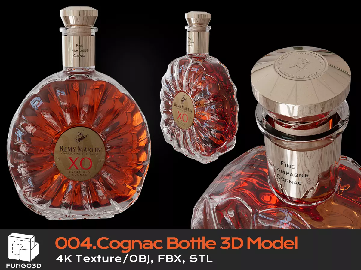004 - Cognac Bottle 3D Model 3D model_0