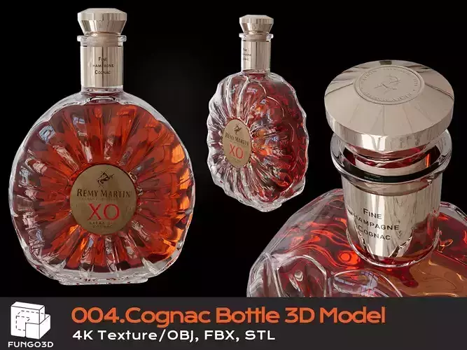 004 - Cognac Bottle 3D Model 3D model