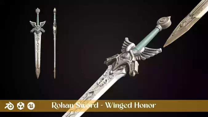 Stylized Rohan Sword - Winged Honor - Game Ready
