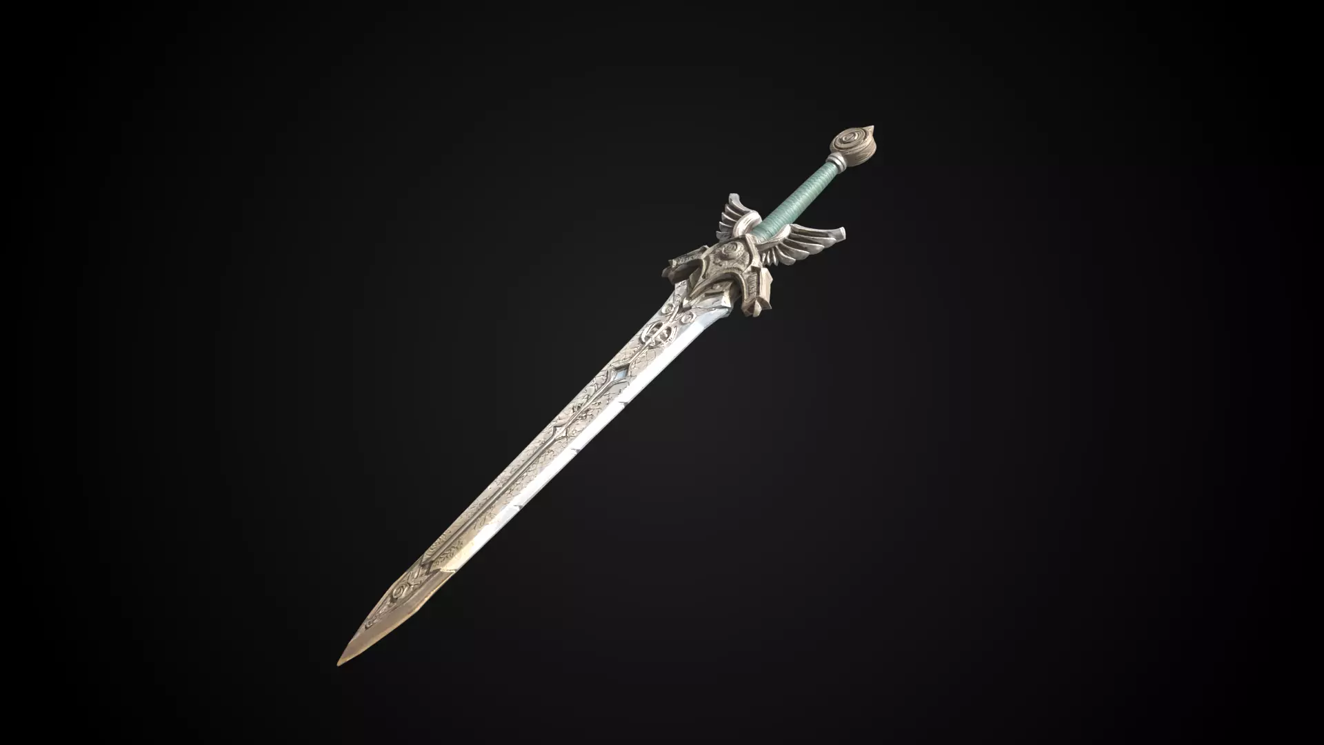 Stylized Rohan Sword - Winged Honor - Game Ready 3D model_6