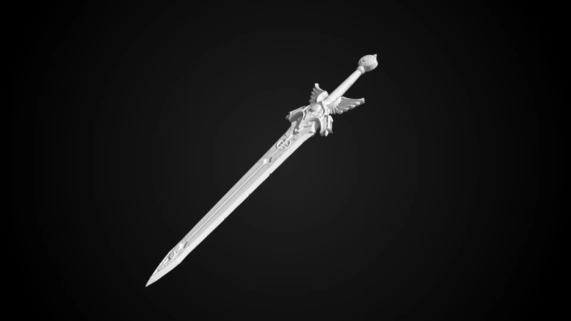 Stylized Rohan Sword - Winged Honor - Game Ready 3D model_7
