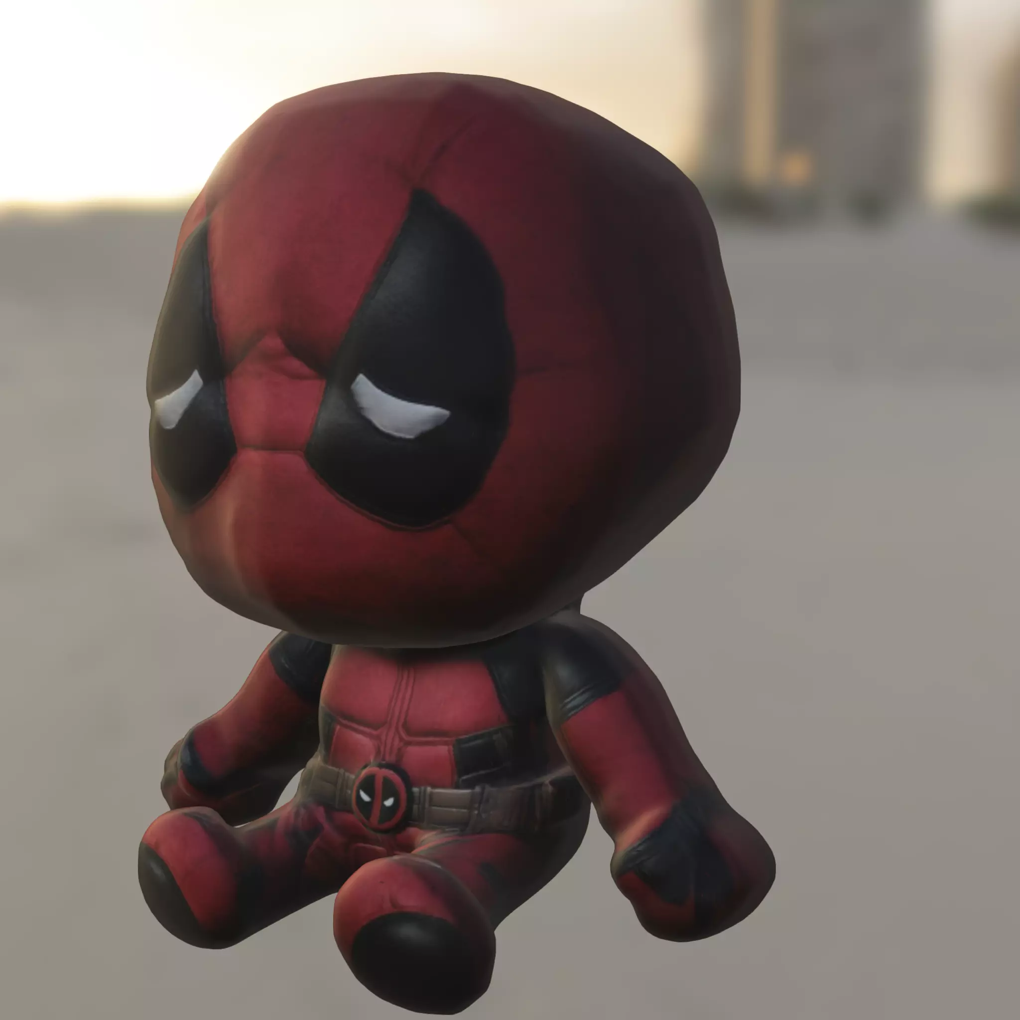 Chibi deadpool Hero Low-poly 3D model_0