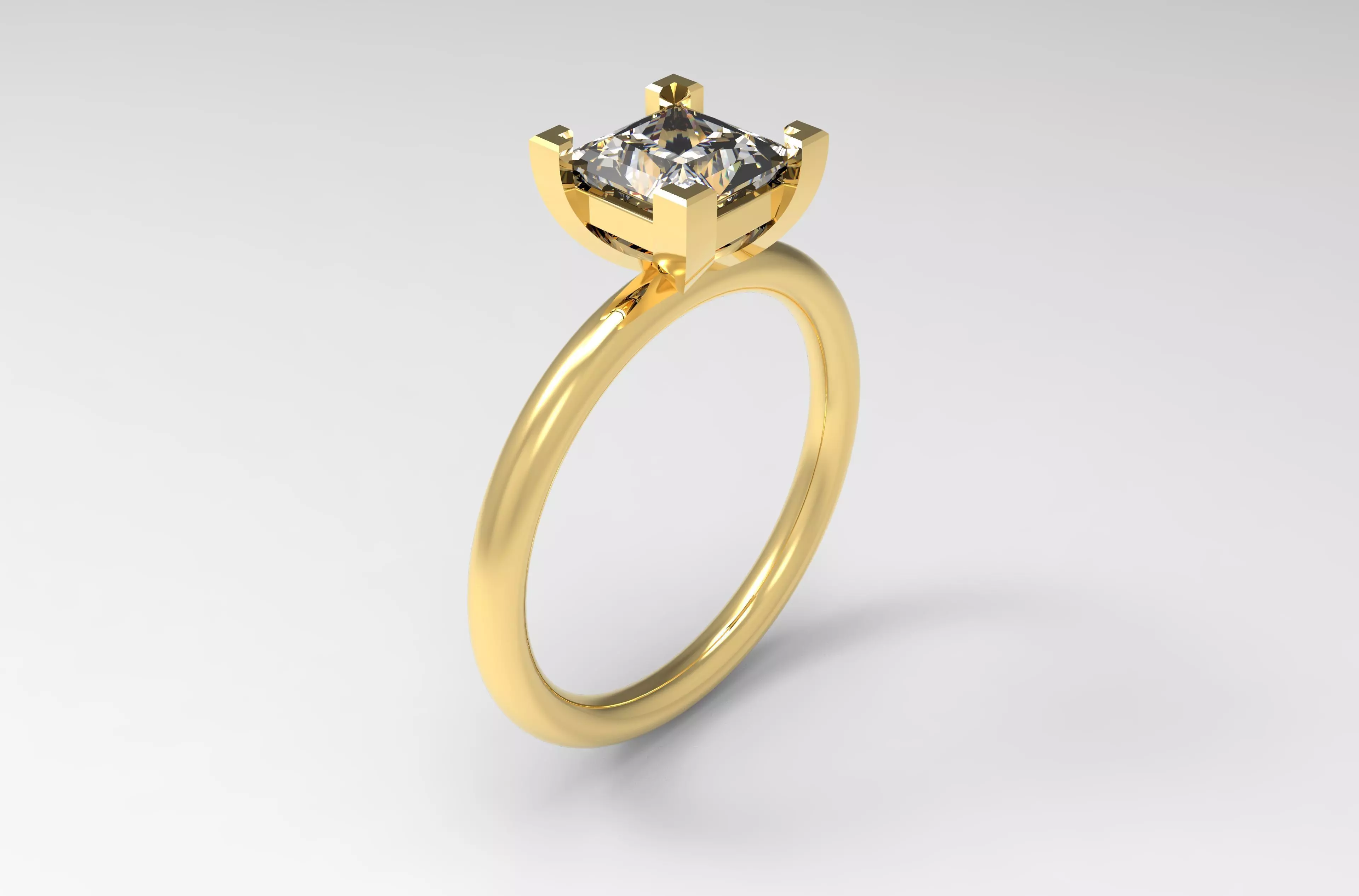 Princess cut engagement ring 3D print model