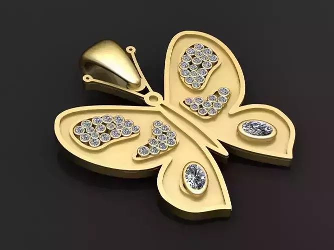 butterfly pendant 3D printable model 