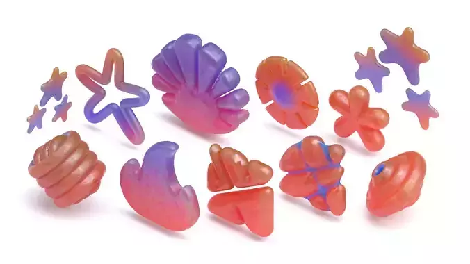 Jelly Icons Pack - 12 Stylized 3D emojis Low-poly 3D model