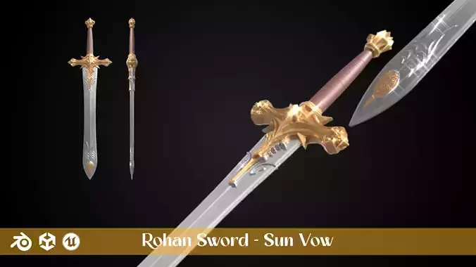 Stylized Rohan Sword - Sun Vow - Game Ready