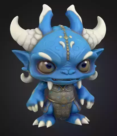 Cute Blue Monster 3D Model