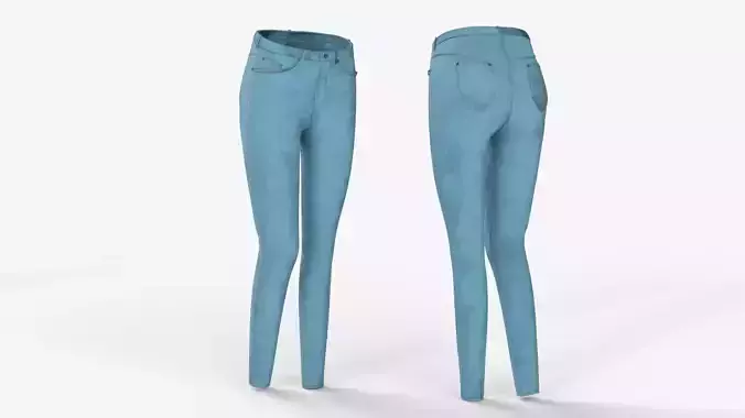 Woman Blue  Suede  Pants