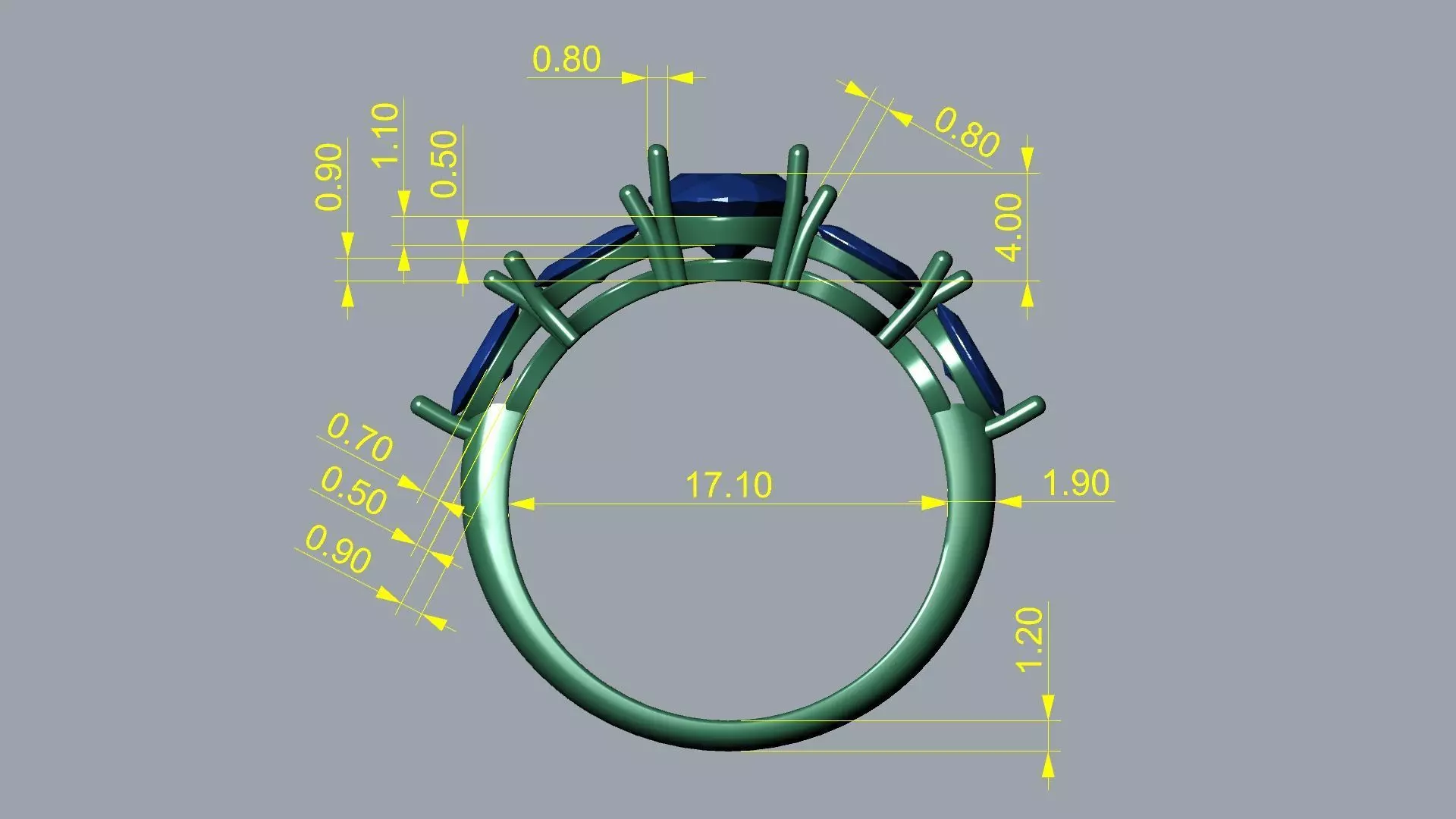 Navetes Oval Stone Ring 3D print model_9
