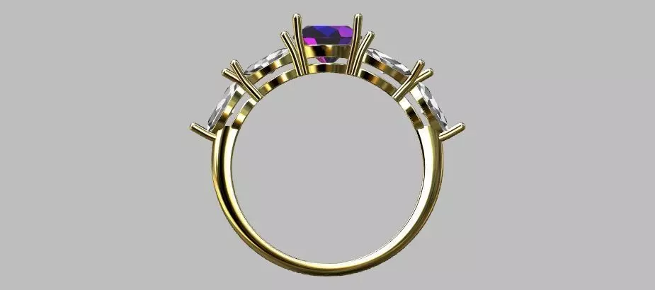 Navetes Oval Stone Ring 3D print model_5