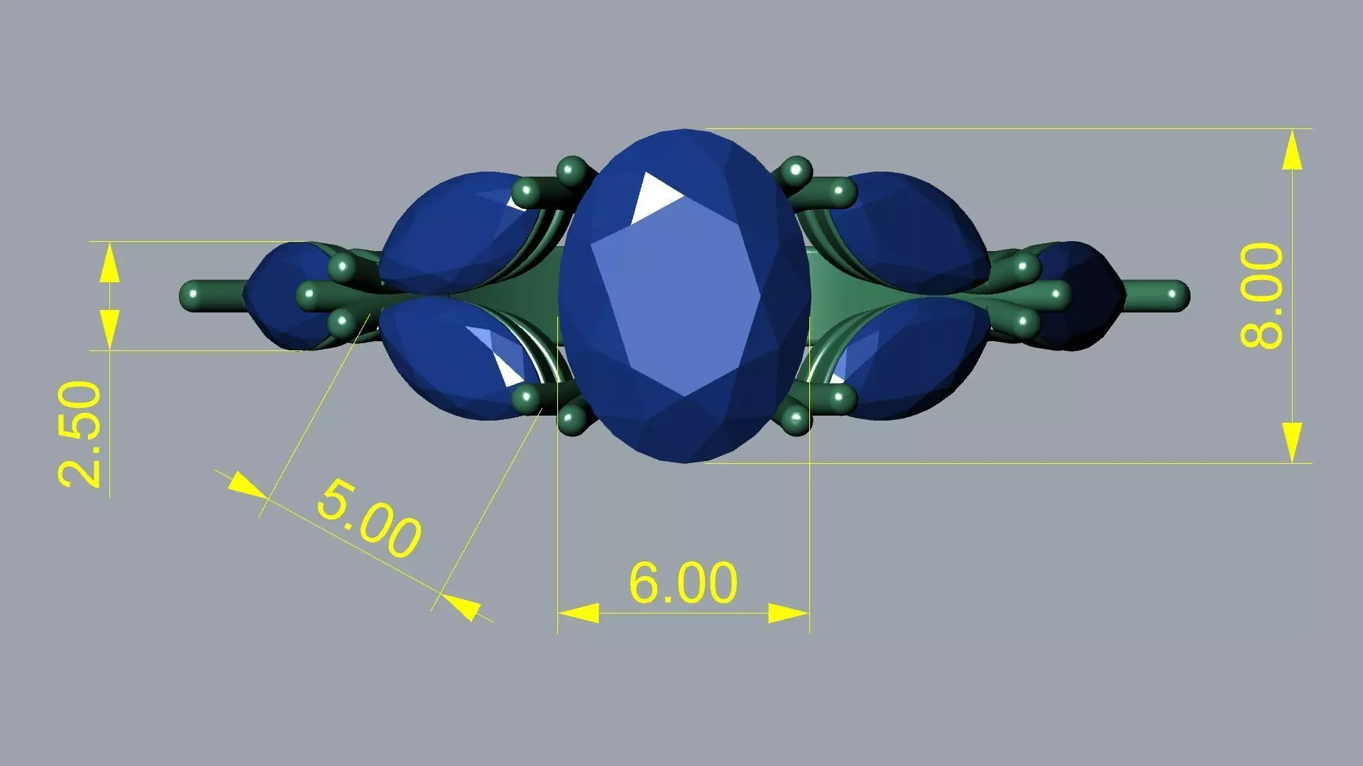 Navetes Oval Stone Ring 3D print model_10