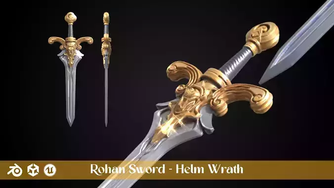 Stylized Rohan Sword - Helm Wrath - Game Ready 3D model