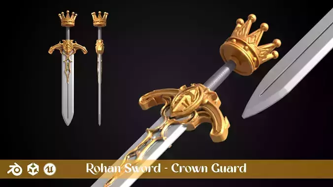 Stylized Rohan Sword - Crown Guard - Game Ready