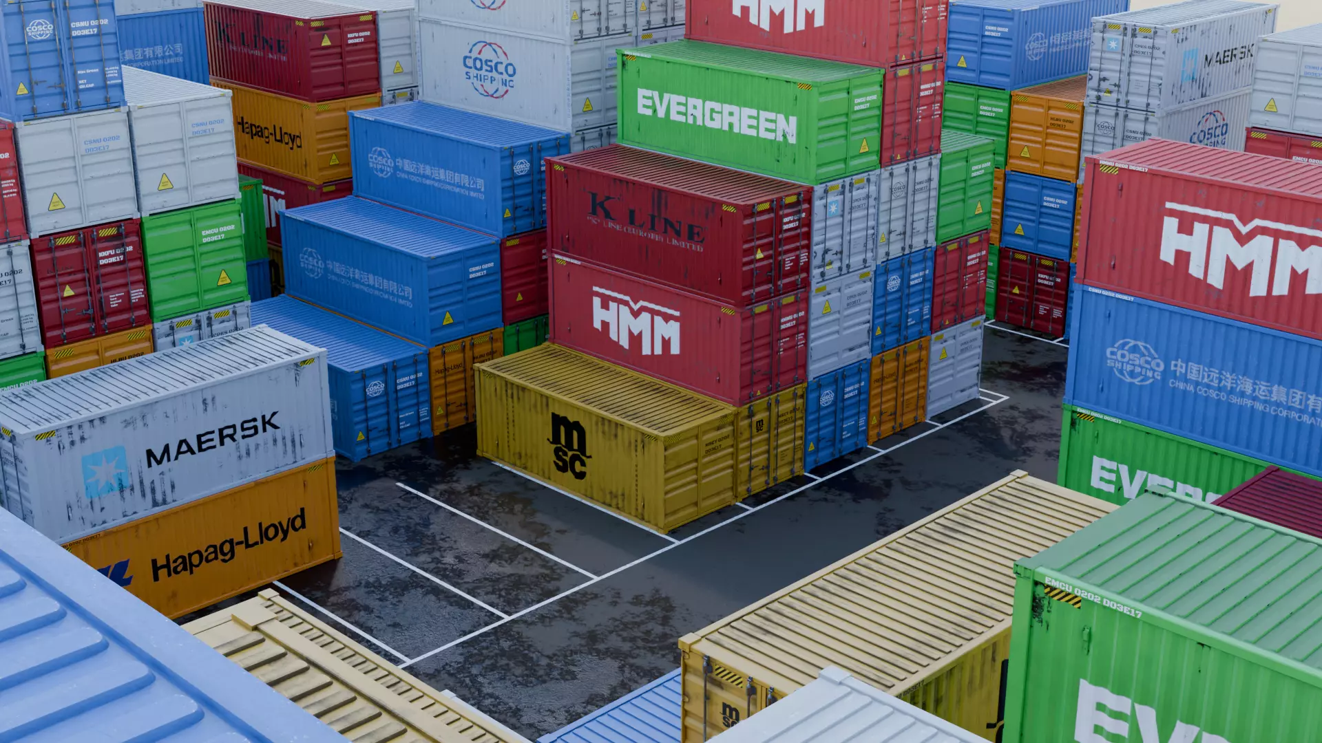 Harbour - Container Shipping 3D model_10
