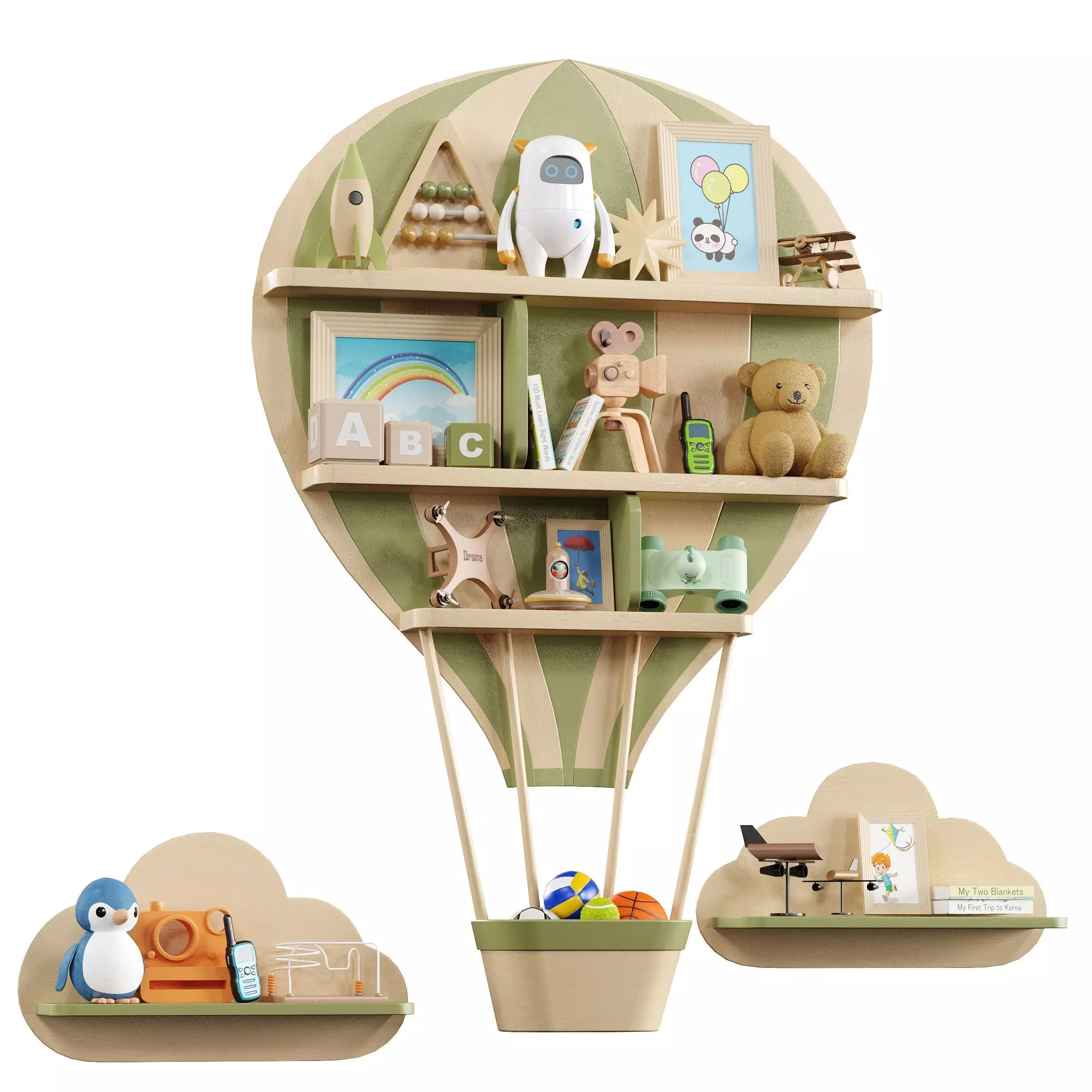 Children Room Set 16 Fly Set Low-poly 3D model_2