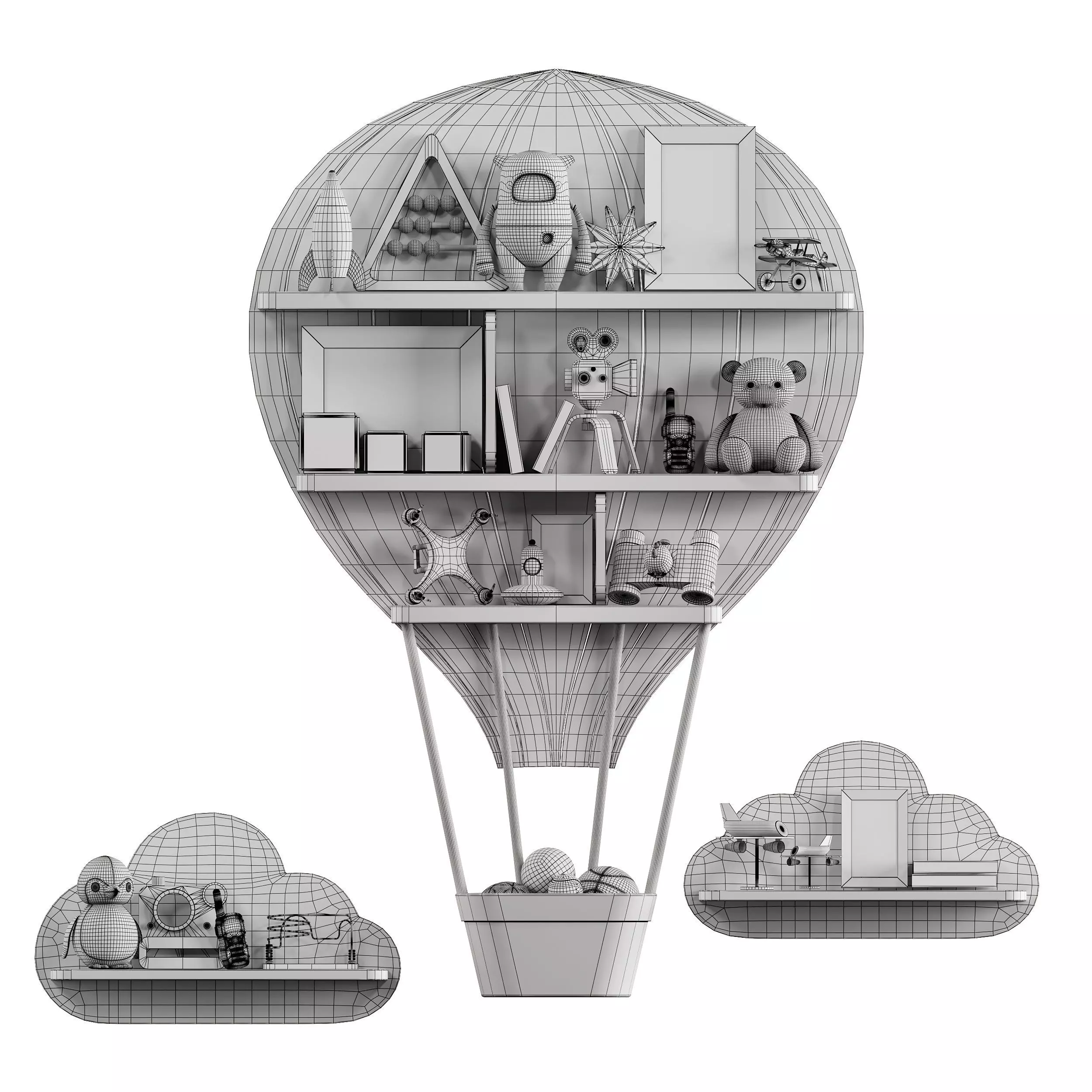 Children Room Set 16 Fly Set Low-poly 3D model_6