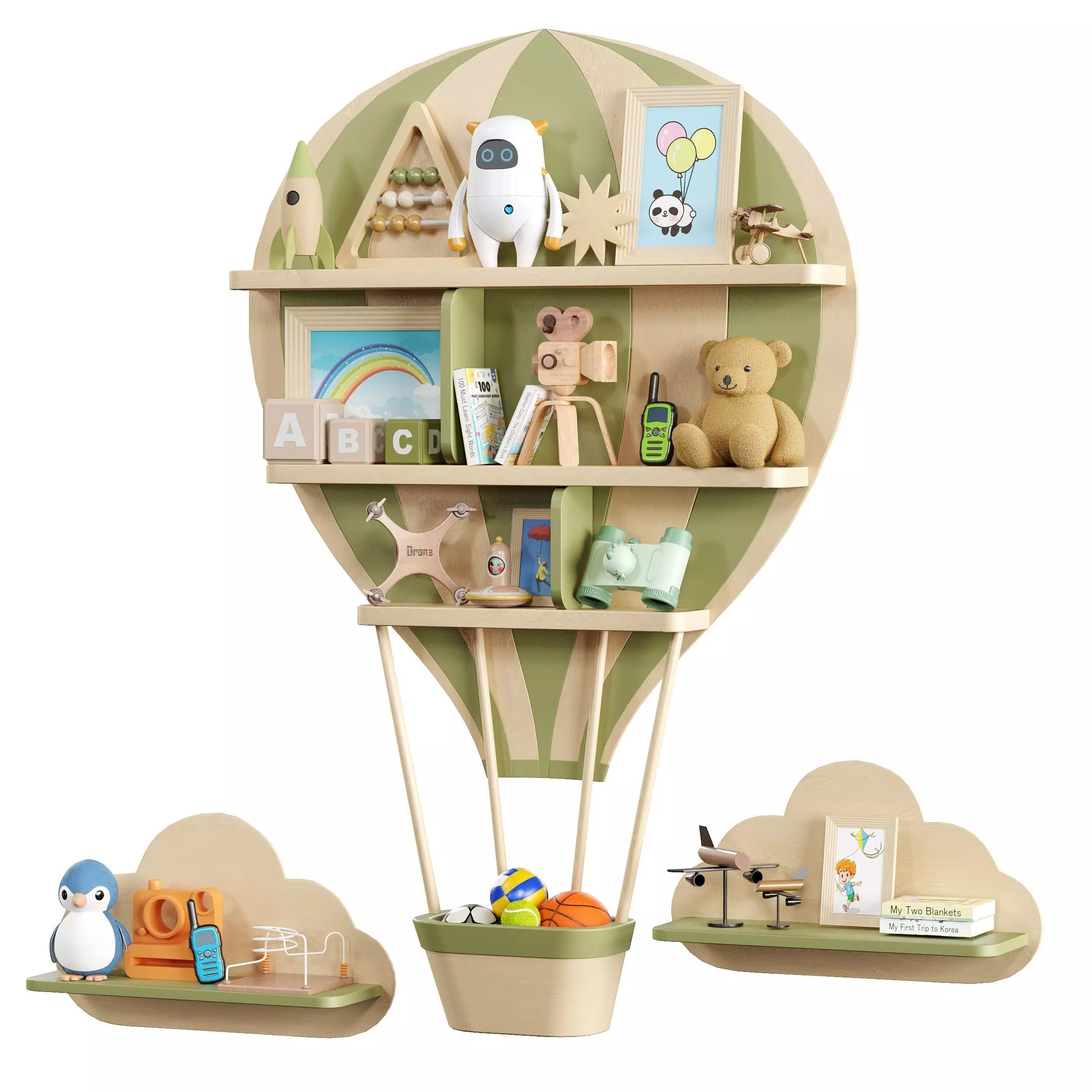 Children Room Set 16 Fly Set Low-poly 3D model_1
