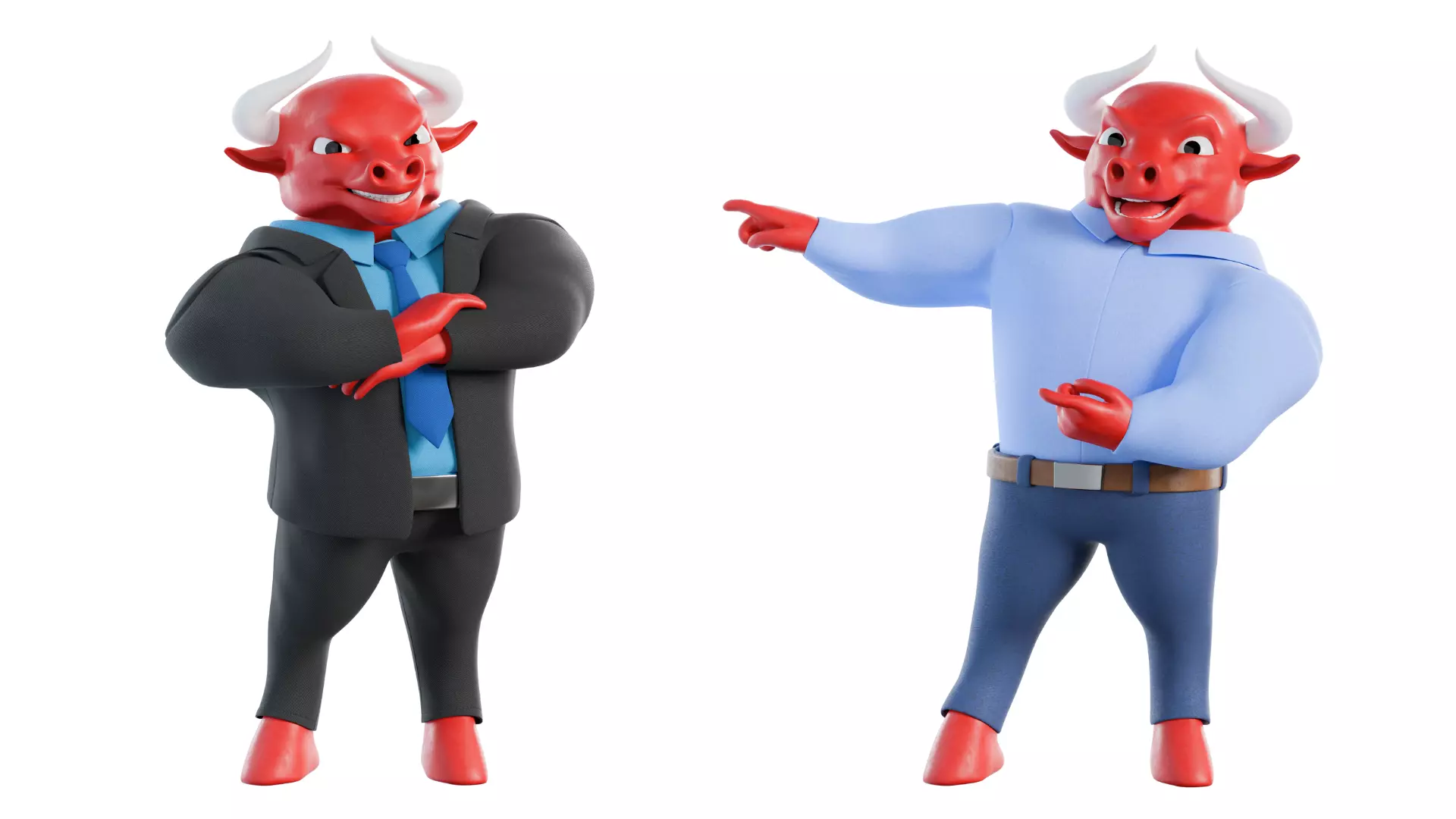 Cartoon Mascot Business Bull Rigged 3D model Free 3D model_3