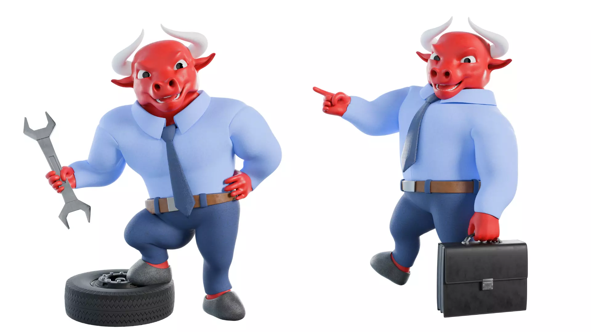 Cartoon Mascot Business Bull Rigged 3D model Free 3D model_21