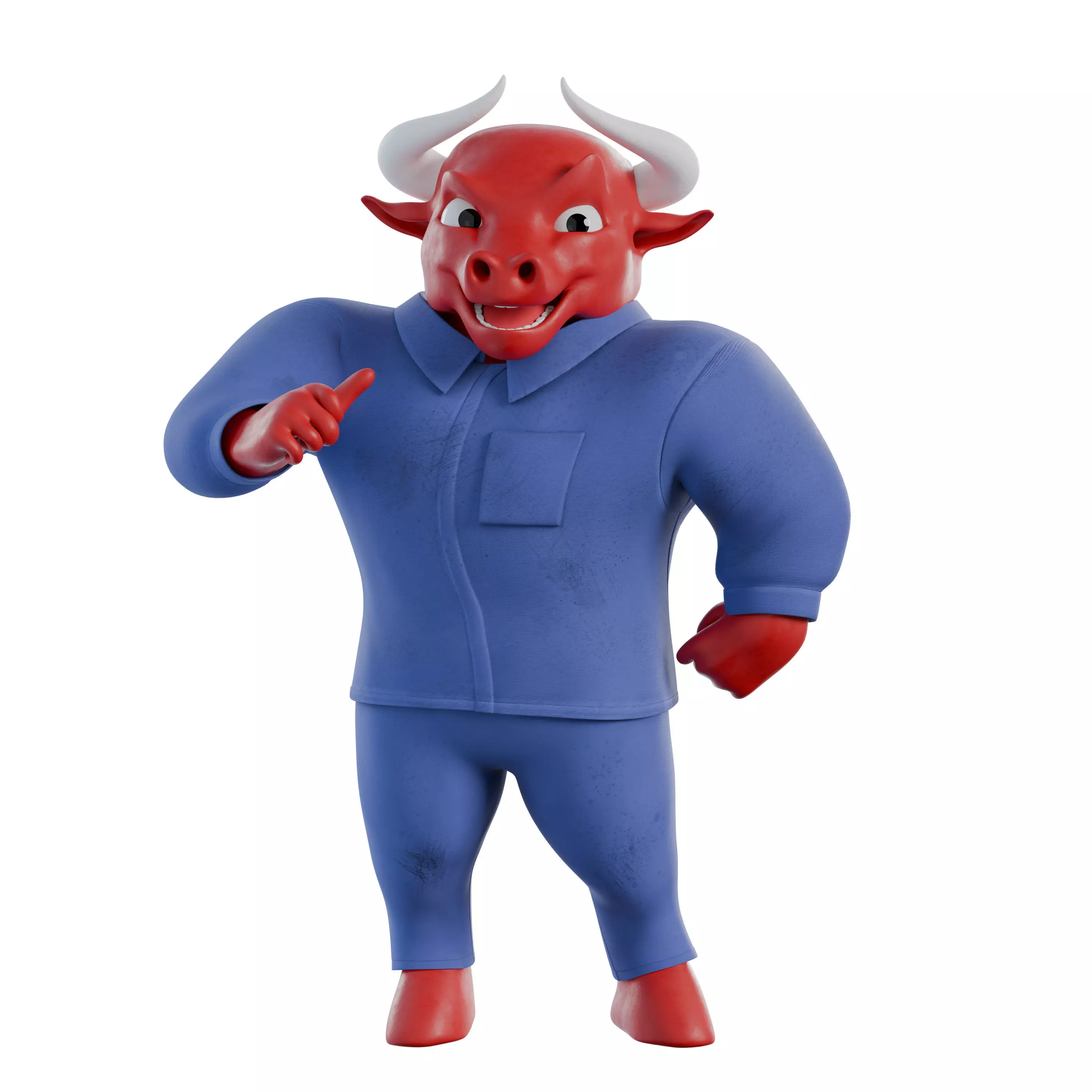 Cartoon Mascot Business Bull Rigged 3D model Free 3D model_35