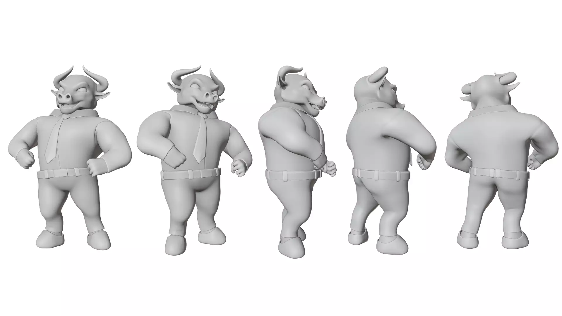 Cartoon Mascot Business Bull Rigged 3D model Free 3D model_26