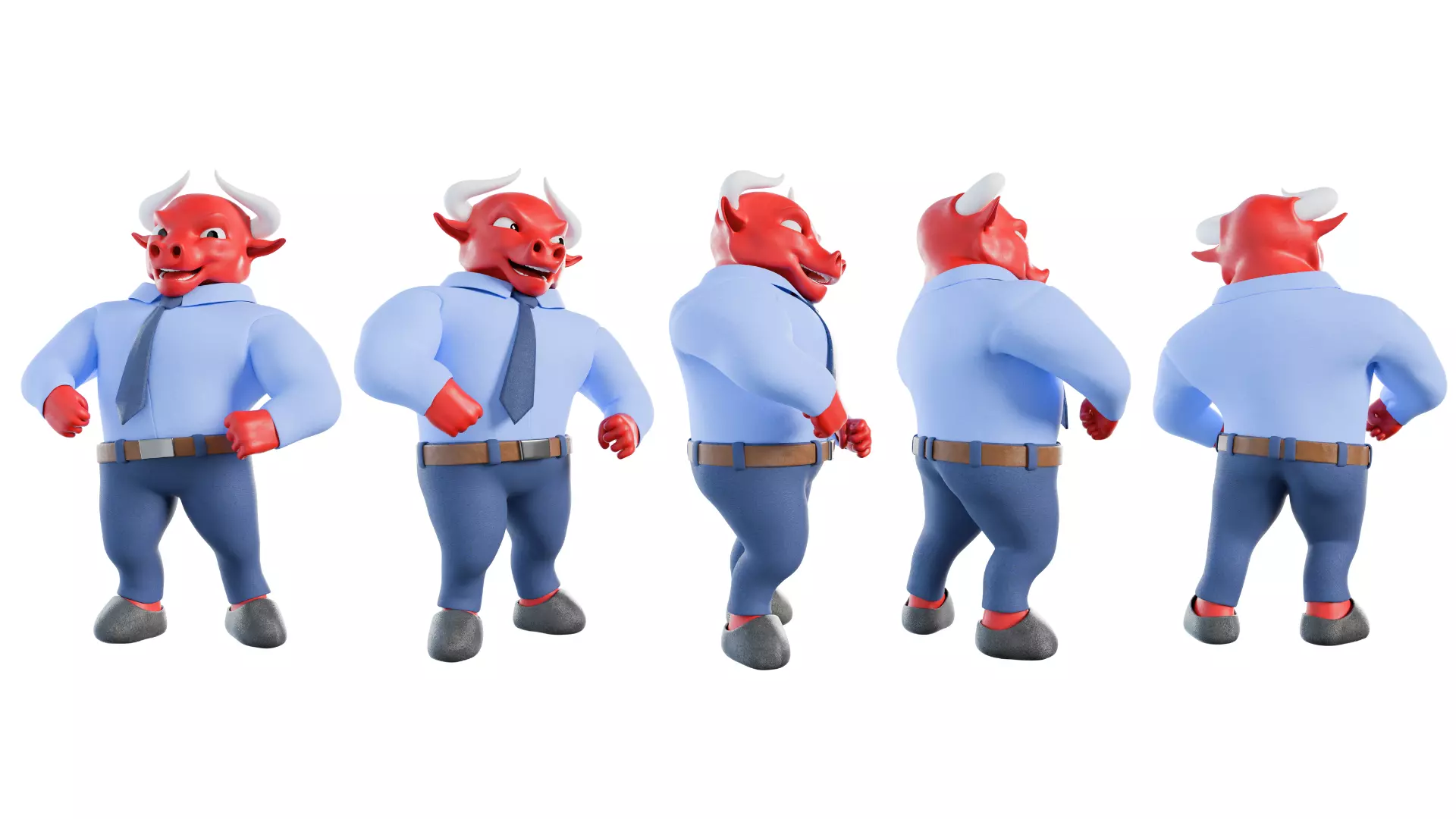 Cartoon Mascot Business Bull Rigged 3D model Free 3D model_29