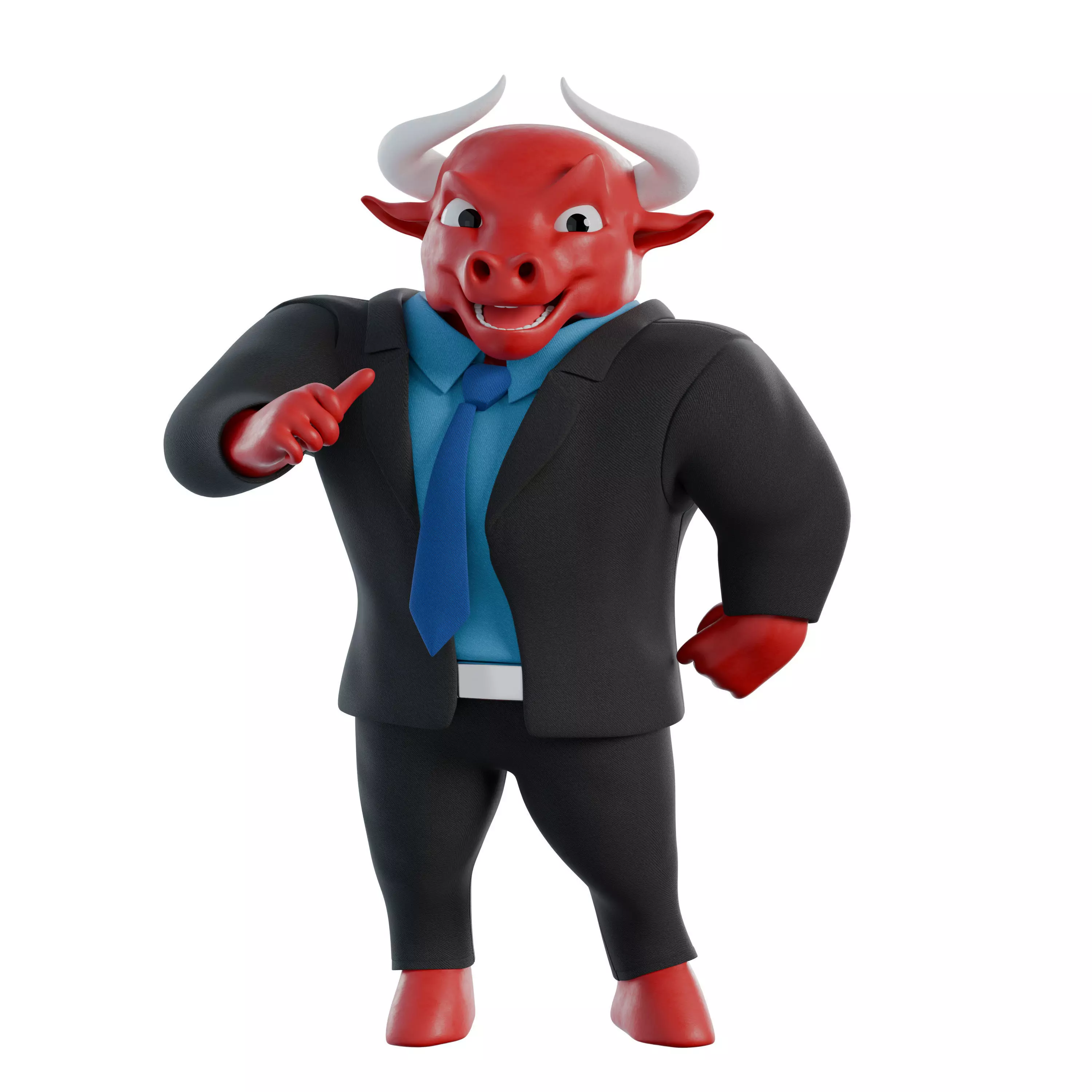 Cartoon Mascot Business Bull Rigged 3D model Free 3D model_36